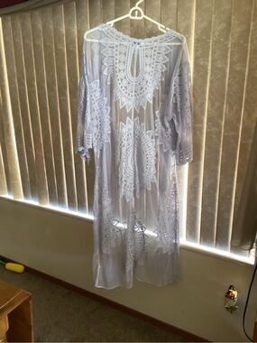 Rachel Zoe Lavender Sheer Lace Embroidered Duster
